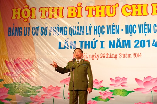 Đồng chí Thiếu tướng, GS, TS Nguyễn Huy Thuật, Phó Bí thư Đảng ủy, Phó Giám đốc Học viện phát biểu chị đạo tại Hội thi
